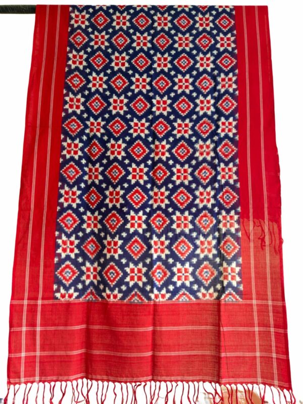 Handwoven Theliya Rumal Dupatta with intricate ikat patterns