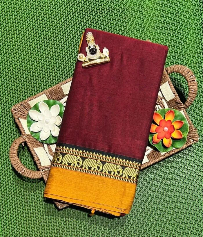 Narayanpet Cotton Saree with Small Border - Image 1