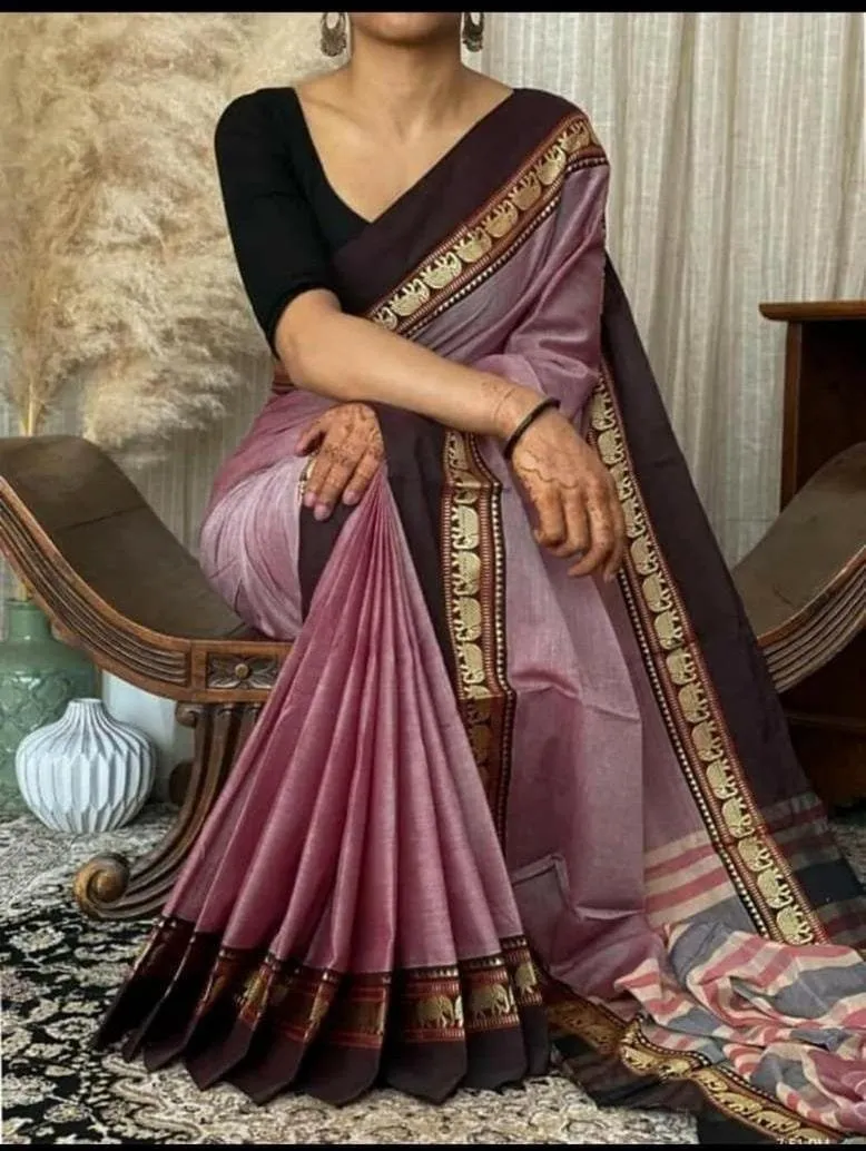 Narayanpet Cotton Saree with Small Border - Image 2