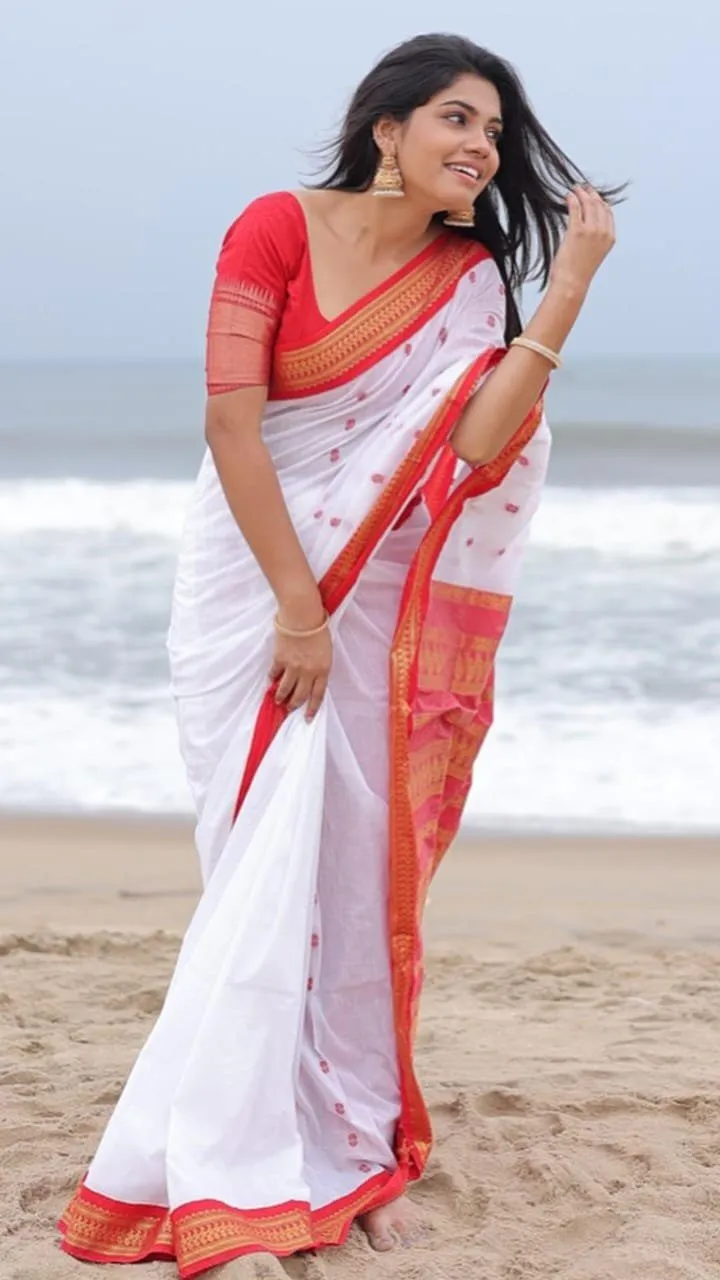 Kalyani Cotton silk Sarees With Contract Blouse - Image 2