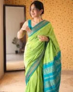"Elegant Kalyani Cotton Silk Sarees with vibrant traditional design and luxurious texture, perfect for any occasion from PAVANKUMARWEAVES."