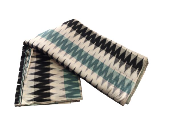 Pochampally ikat design cotton fabric in vibrant colors, handwoven by Pavankumarweaves. 45 inches wide, ideal for dresses, shirts, and home decor.