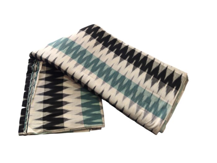 Pochampally ikat design cotton fabric in vibrant colors, handwoven by Pavankumarweaves. 45 inches wide, ideal for dresses, shirts, and home decor.