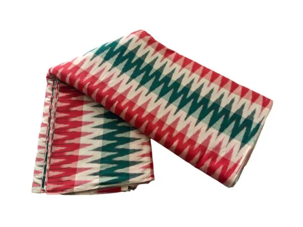 Pochampally ikat design cotton fabric in vibrant colors, handwoven by Pavankumarweaves. 45 inches wide, ideal for dresses, shirts, and home decor.