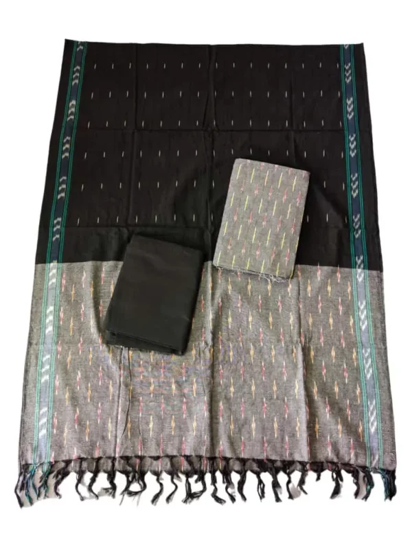 Traditional Pochampally Design Cotton Suit with 2.5-meter Dupatta, 2.5-meter Top Fabric, and 2-meter Bottom Fabric