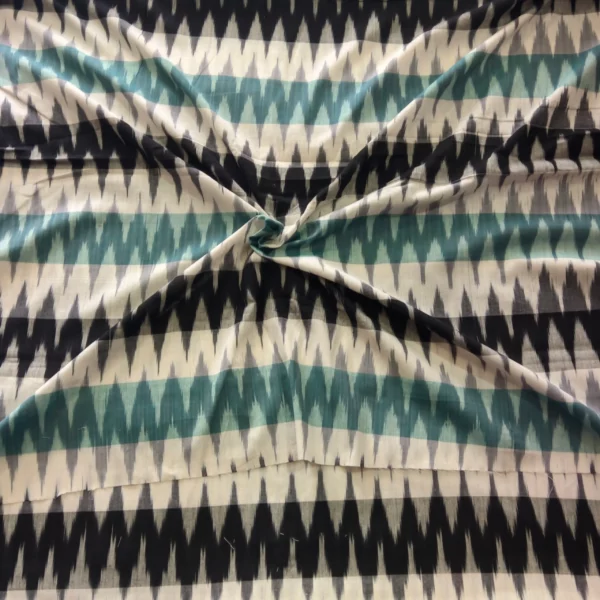 Pochampally ikat design cotton fabric in vibrant colors, handwoven by Pavankumarweaves. 45 inches wide, ideal for dresses, shirts, and home decor.