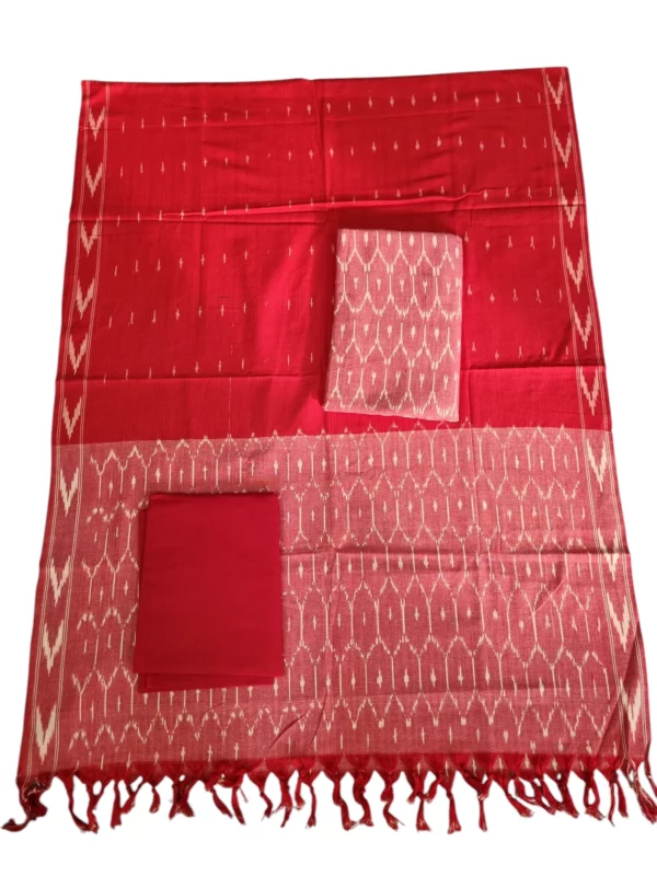 Handloom ikat dress set with unique tie-dye patterns