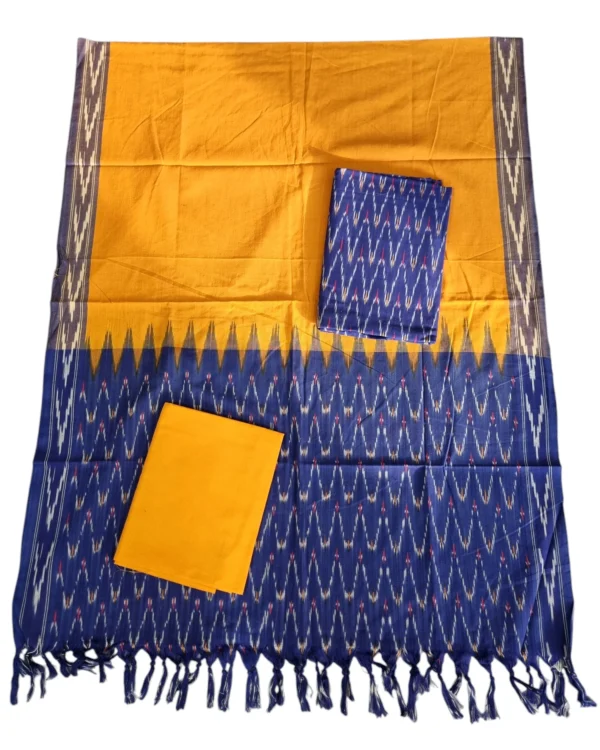 Cotton silk ikat dress material, 2.5 meters with matching dupatta