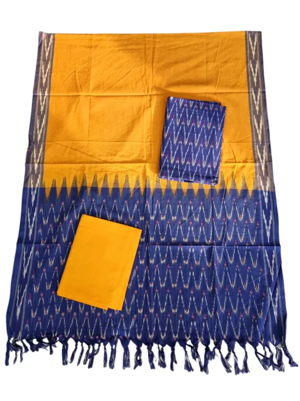 Cotton silk ikat dress material, 2.5 meters with matching dupatta