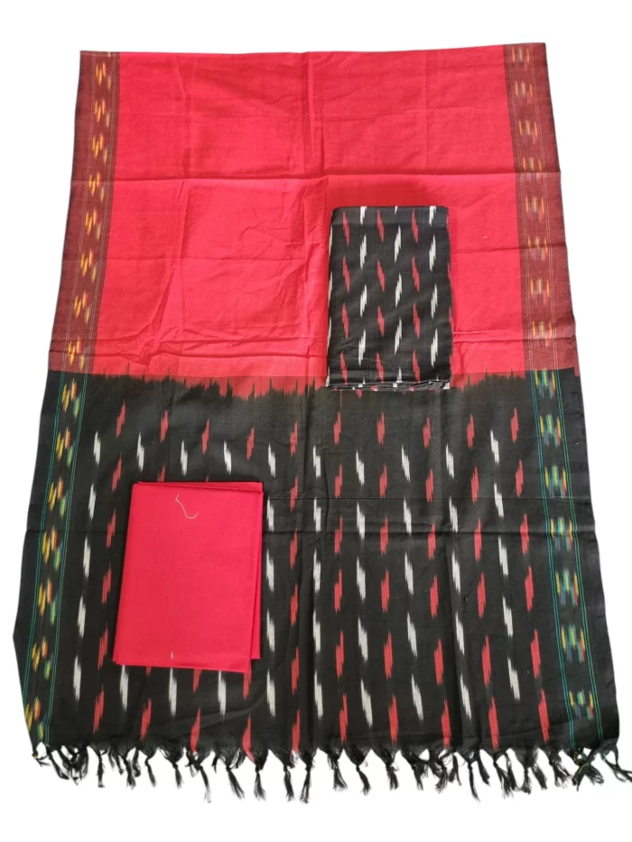 Exquisite ikat dress set with bold geometric patterns