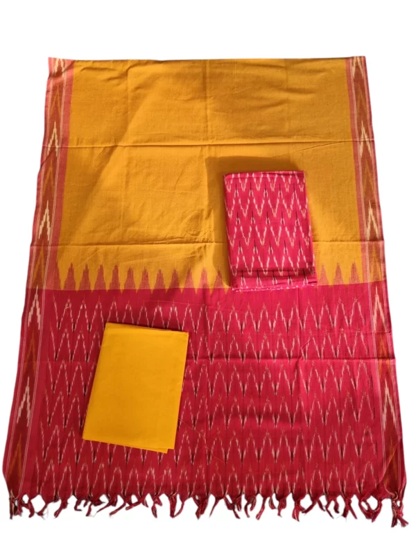 Vibrant ikat dress material ideal for ethnic celebrations
