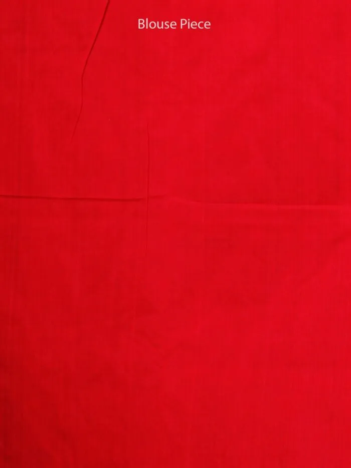 Theliya Rumal Saree in Red & Black – Handwoven Double Ikat Cotton Saree with Blouse, 6.2 Meters - Image 5