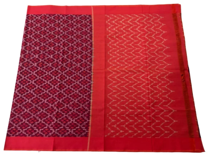 Traditional Pochampally Ikat Mercerised Cotton Saree in Vibrant Colors
