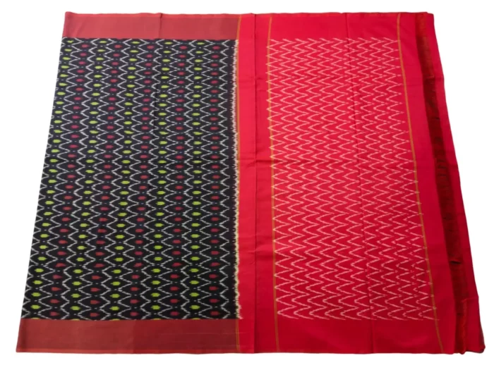 Traditional Pochampally Ikat Mercerised Cotton Saree in Vibrant Colors