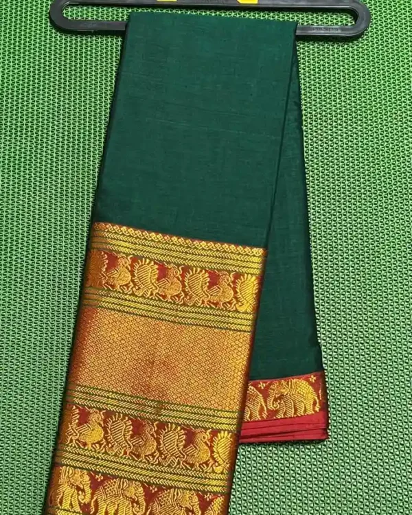 Narayanpet sarees with green border and red design