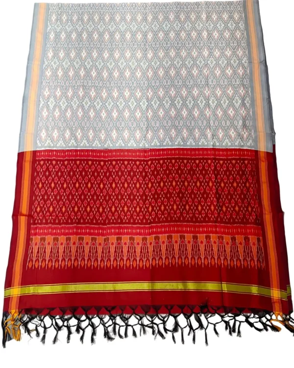 Pochampally Design Handloom Cotton Silk Dupatta featuring intricate ikat patterns and luxurious silk fabric, measuring 2.5 meters in length