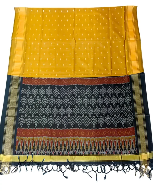 Pochampally Design Handloom Cotton Silk Dupatta featuring intricate ikat patterns and luxurious silk fabric, measuring 2.5 meters in length