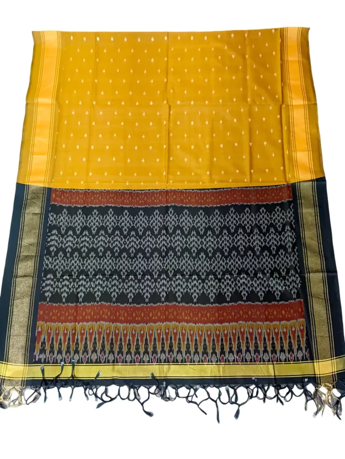 Pochampally Design Handloom Cotton Silk Dupatta featuring intricate ikat patterns and luxurious silk fabric, measuring 2.5 meters in length