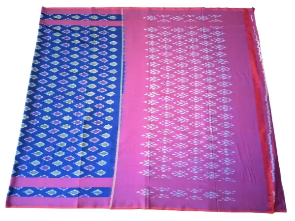 Shop a premium mercerised handloom cotton saree with an authentic ikat design and blouse. Perfect for any occasion, available exclusively at PAVANKUMARWEAVES