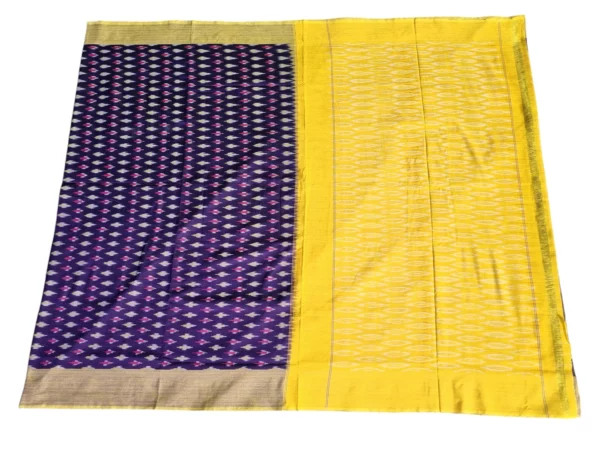 Glossy Mercerised Cotton Saree with an elegant striped pattern and contrasting borders