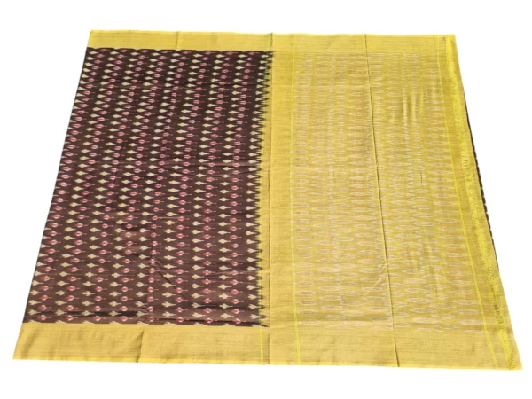 Handwoven Mercerised Cotton Saree with a smooth texture and floral patterns.