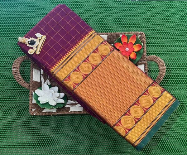 Vibrant Narayanpet sarees in red and white checks
