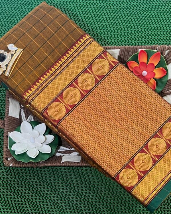Traditional Narayanpet sarees with bold checked pattern