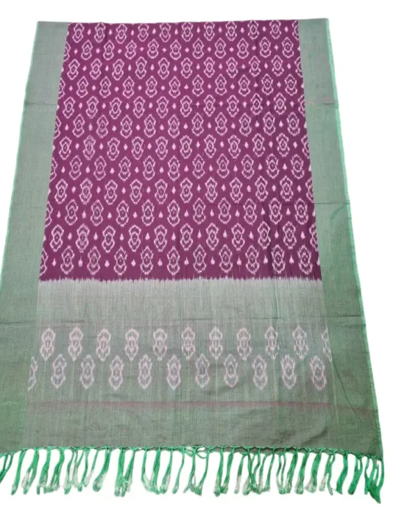 Pure mercerized cotton Ikat dupatta with artisan pattern