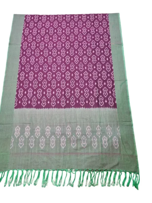 Pure mercerized cotton Ikat dupatta with artisan pattern