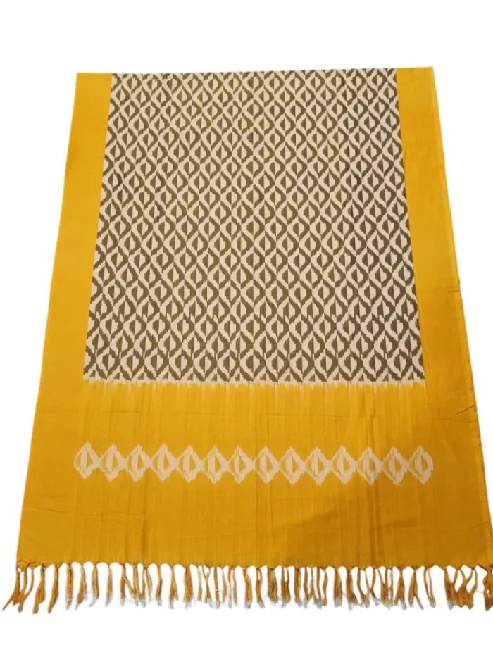 Close-up of intricate Ikat pattern on cotton IKAT dupatta
