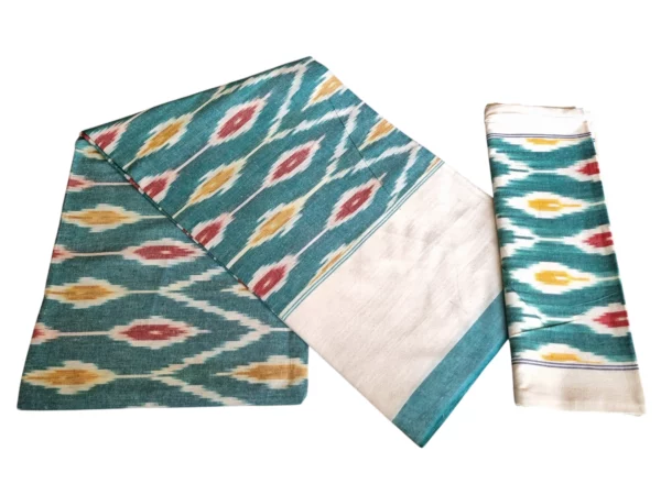 Handwoven Ikat bedsheet with a unique tribal-inspired design