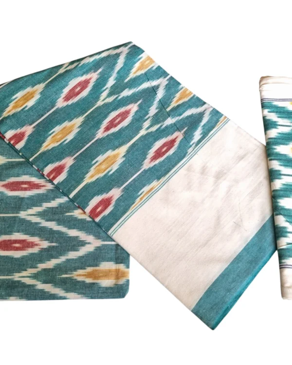 Handwoven Ikat bedsheet with a unique tribal-inspired design