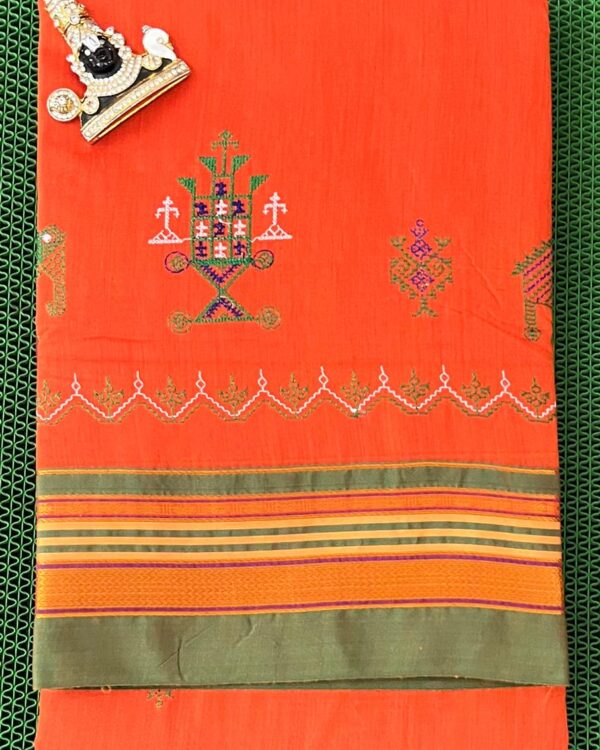 Handcrafted Kasuti saree in vibrant tones, perfect for special occasions
