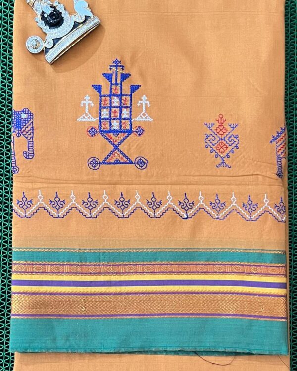 Vibrant Kasuti saree with artistic embroidery and lightweight fabric