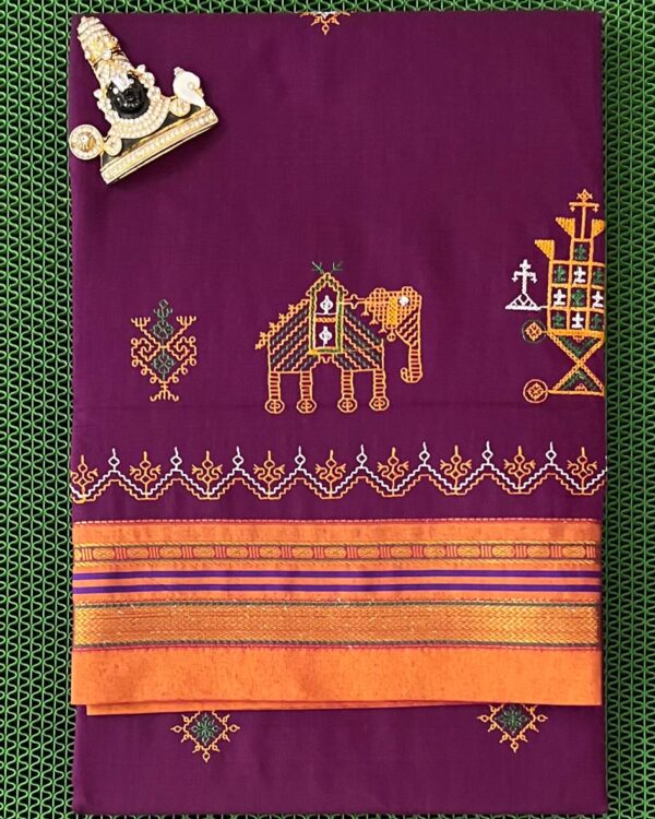 Elegant Kasuti sarees with intricate hand embroidery and matching running blouse