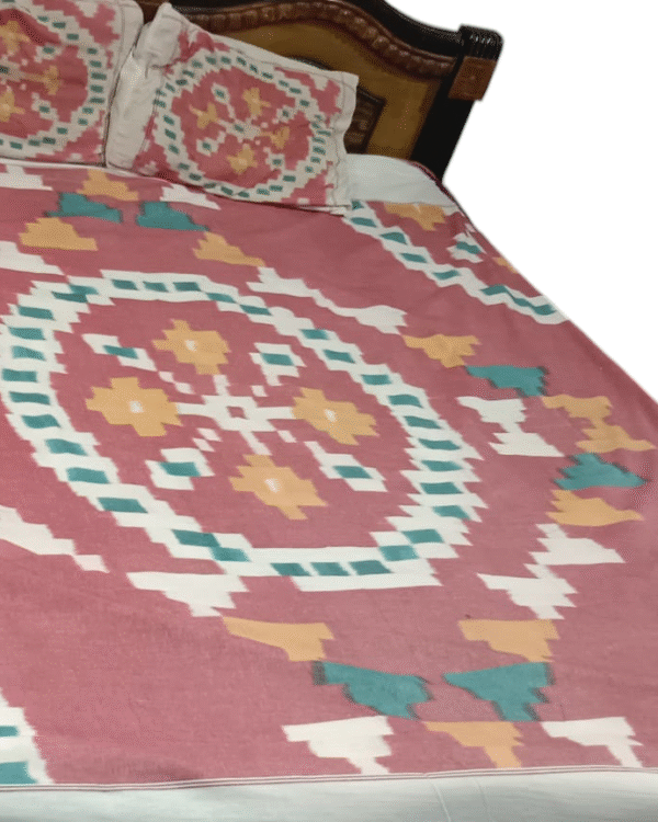 Handwoven king-size cotton bedsheet with two pillow covers, 9x7 feet, perfect for modern and traditional bedroom décor