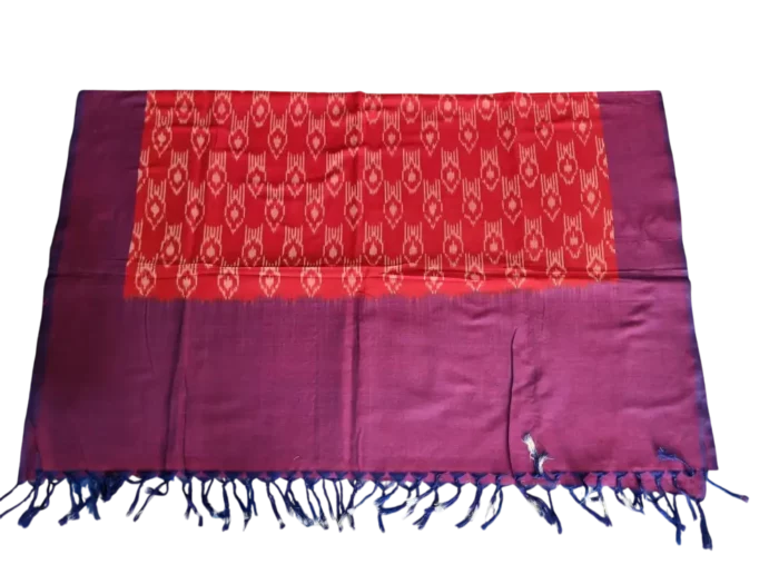 Traditional Indian handloom Pochampally dupatta in ikat design