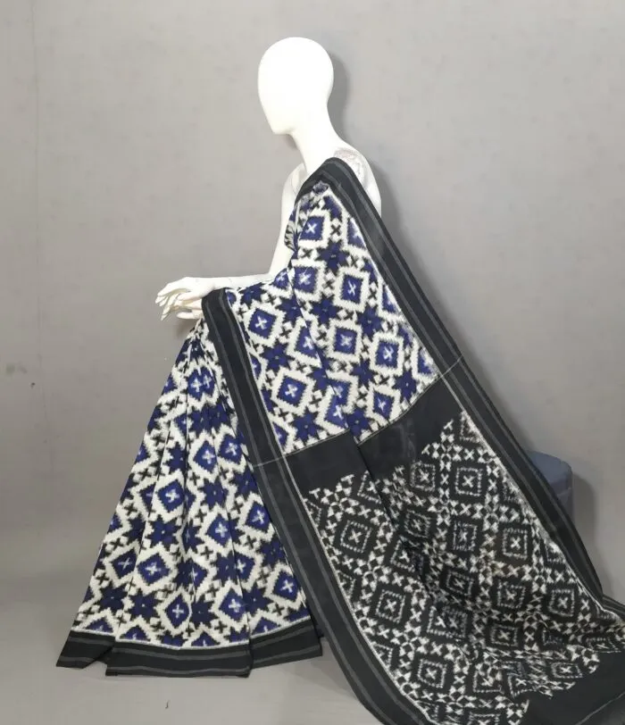 Authentic Double Ikat Teliya Saree – Handwoven Cotton Masterpiece - Image 1