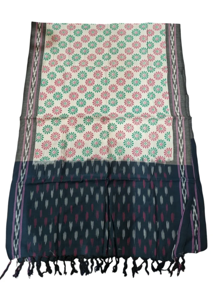IKAT HANDLOOM COTTON DUPPATA 2.5 METERS LENGTH - Image 1