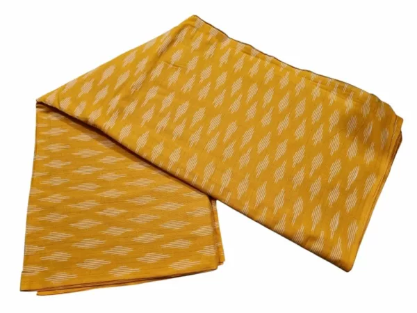 Handwoven Ikat fabric with intricate geometric patterns