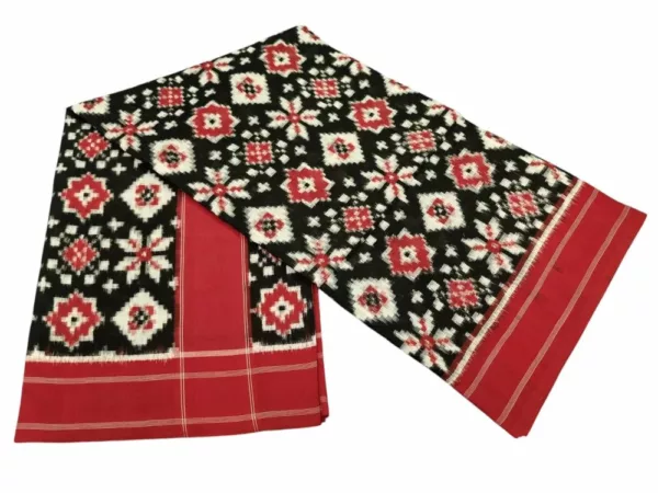 Pure Cotton Pochampally Saree with Double Ikat Teliya Design