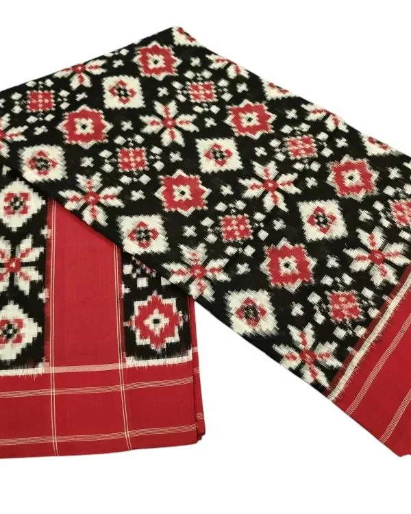 Pure Cotton Pochampally Saree with Double Ikat Teliya Design