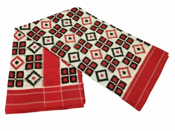 Pure Cotton Pochampally Saree with Double Ikat Teliya Design
