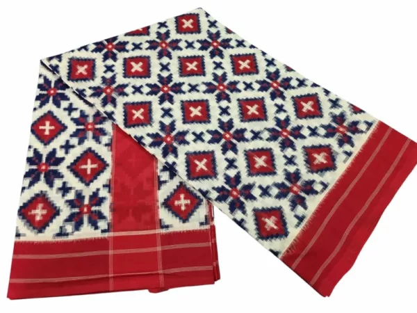 Pure Cotton Pochampally Saree with Double Ikat Teliya Design