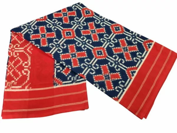 Pure Cotton Pochampally Saree with Double Ikat Teliya Design