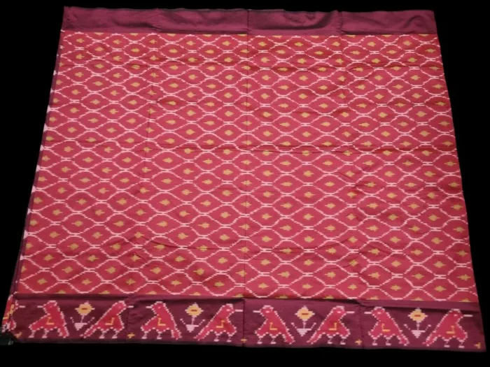 Shop our handwoven Pochampally semi silk saree with ikat design and matching blouse piece. Lightweight elegance, perfect for weddings and festive occasions.