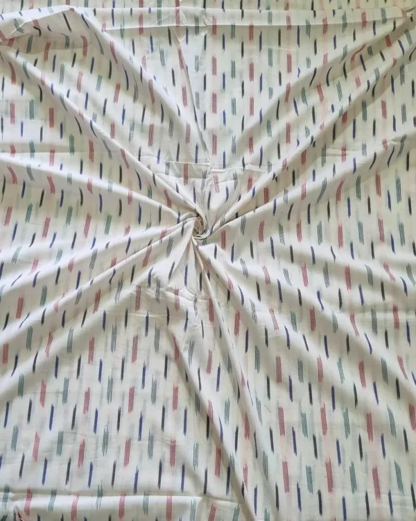 Natural cotton fabric with colorful ikat print