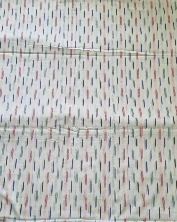 Natural cotton fabric with colorful ikat print