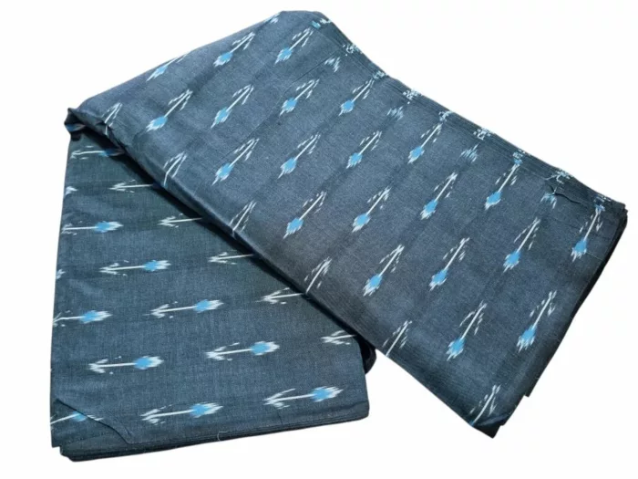 Richly textured cotton fabric with ikat motifs