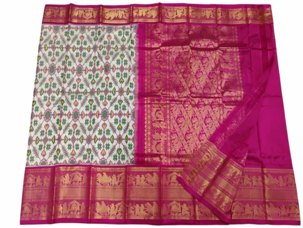 Pochampally Silk Saree with Rich Kanchi Border